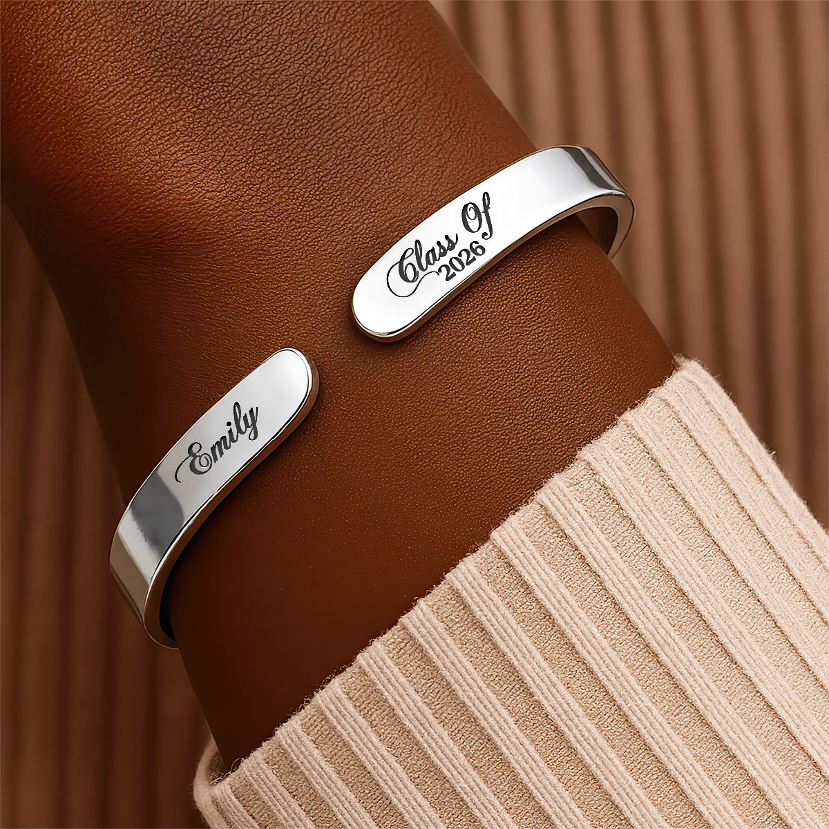 I'm In Heaven But I Won't Miss This Day - Personalized Cuff Bangle Bracelet With Box