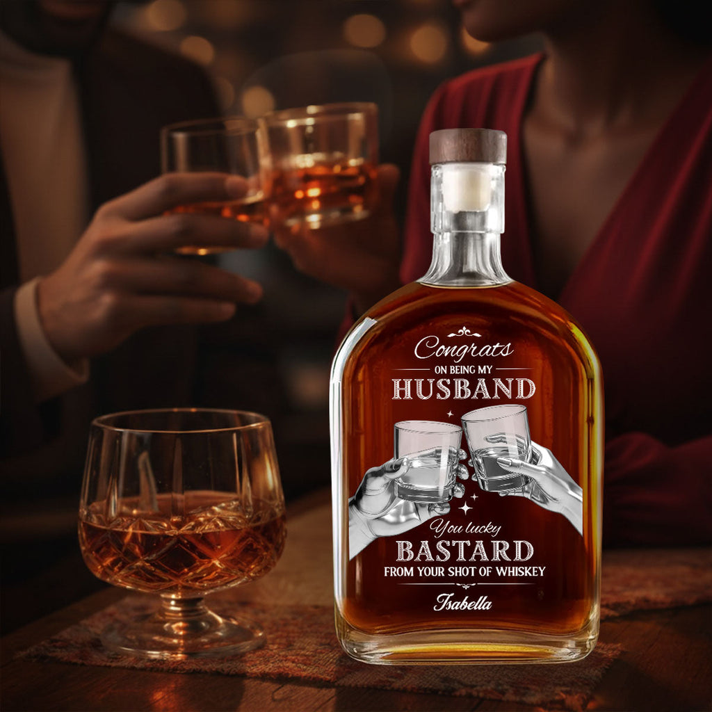 Cheers To My Husband - Personalized Whiskey Bottle