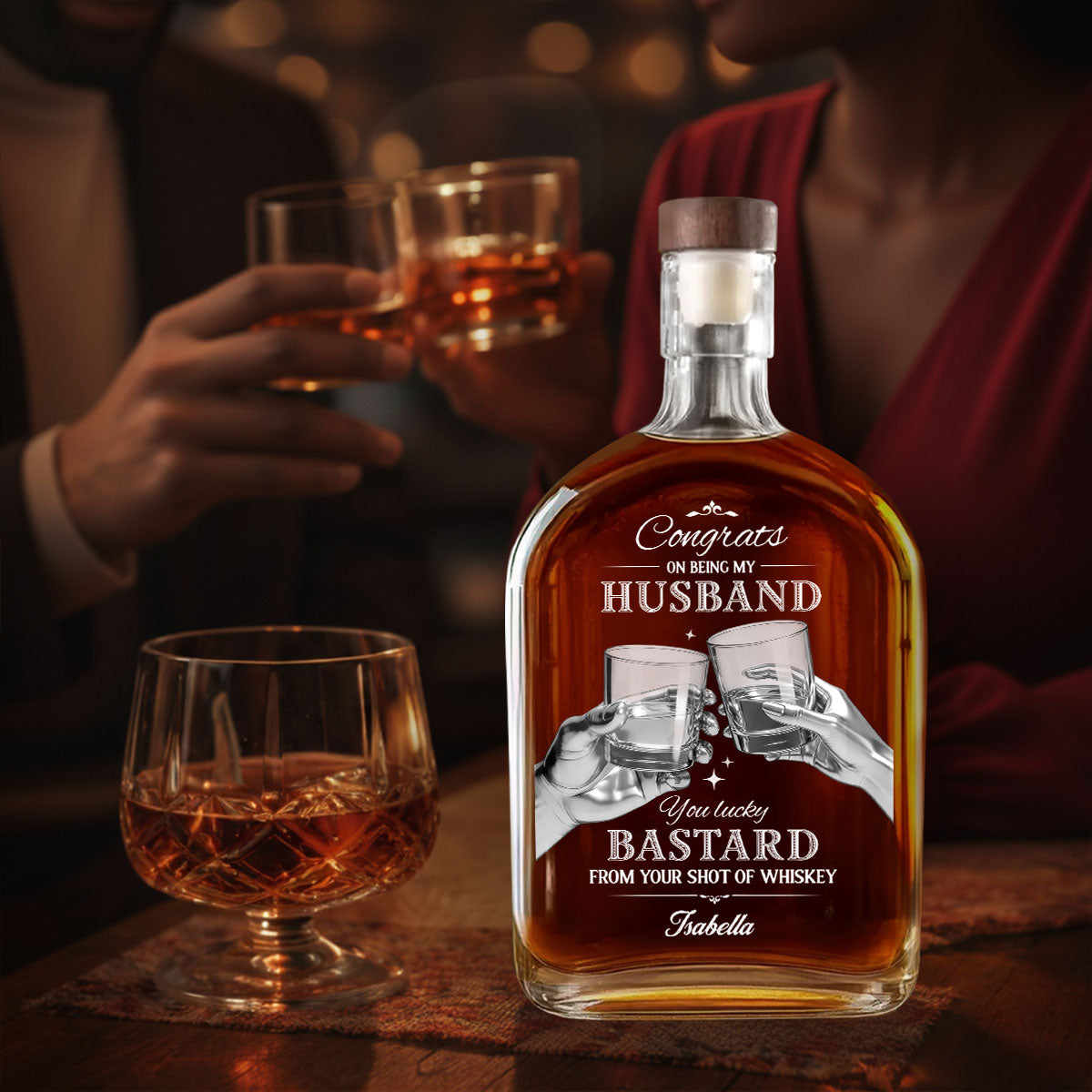Cheers To My Husband - Personalized Whiskey Bottle