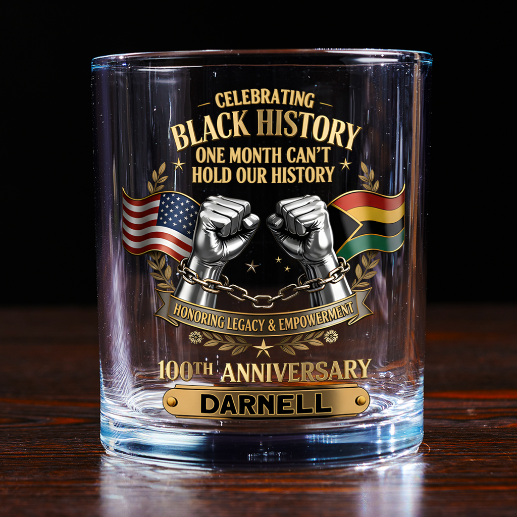 Black History Month - Personalized Round Whiskey Glass