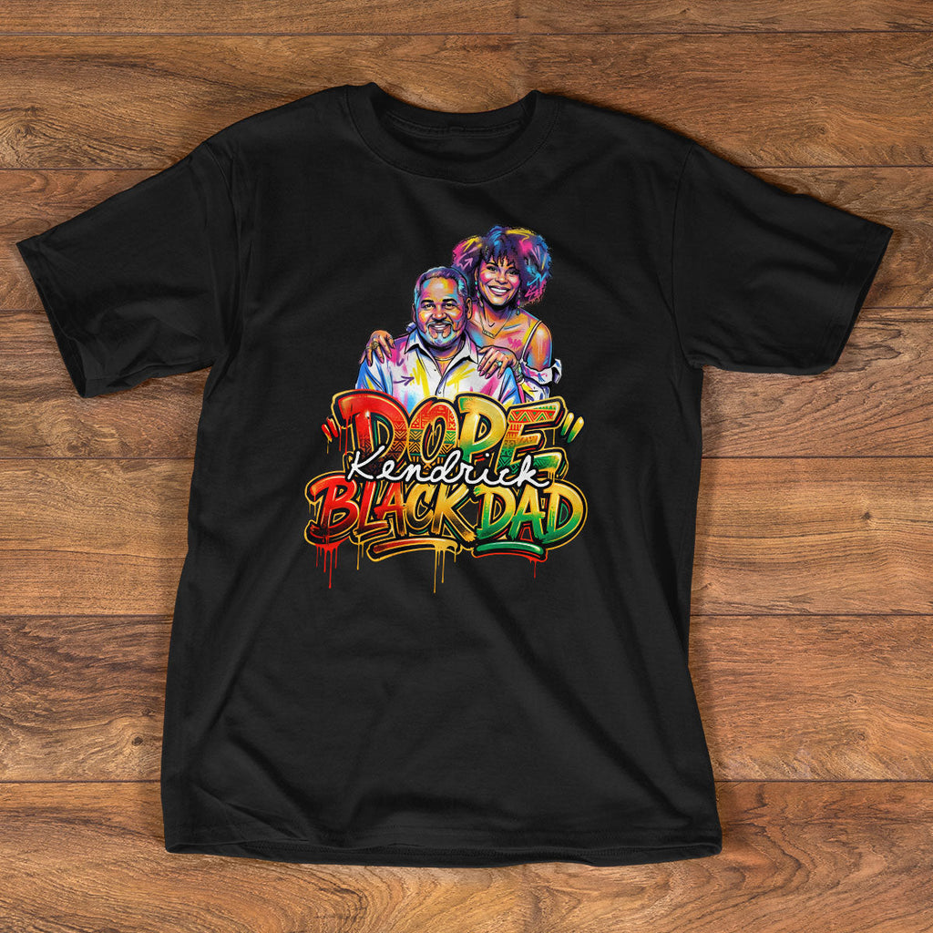 Custom Photo Dope Black Dad Graffiti - Personalized 2D Unisex T-shirt