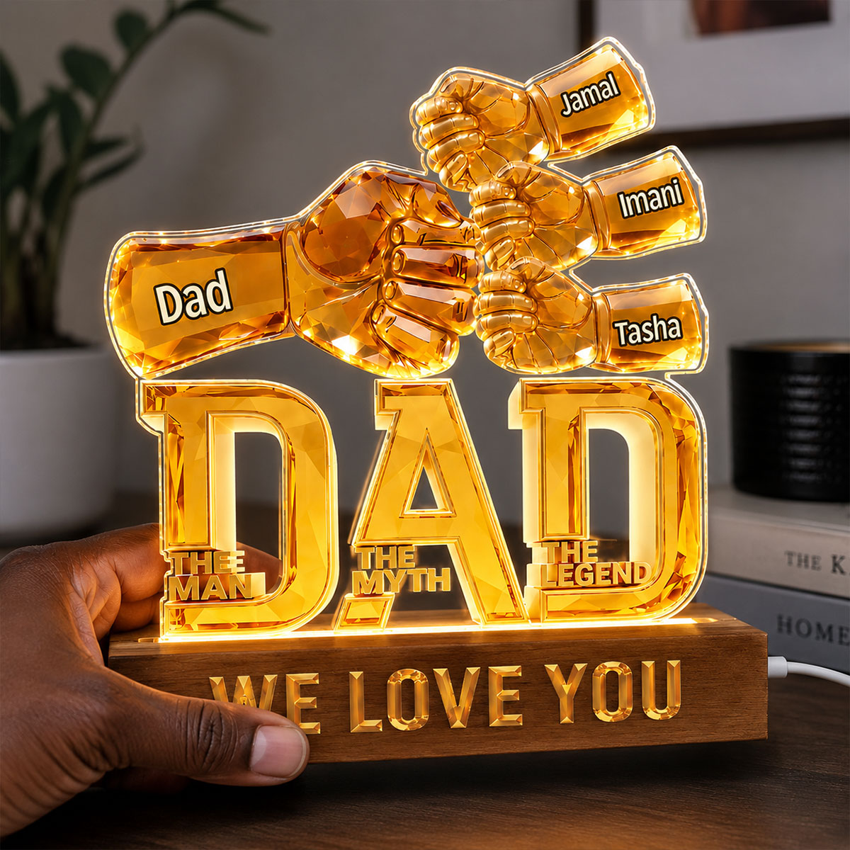 Dad The Man The Myth The Legend - Personalized Acrylic Plaque Night Light