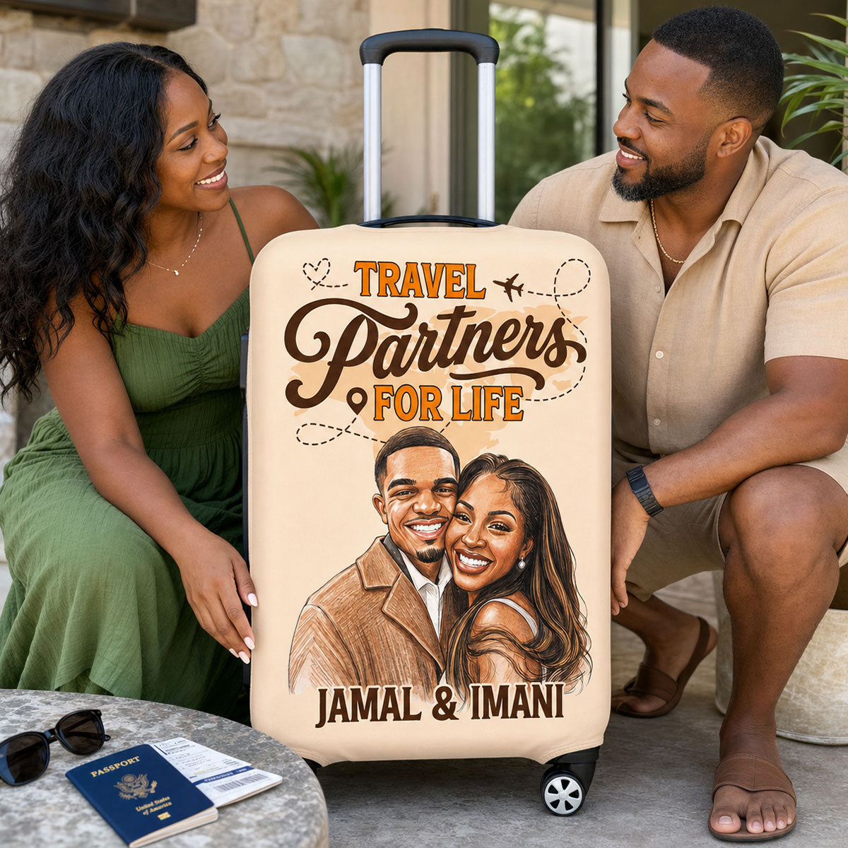 Travel Partners for Life - Personalized Luggage Cover