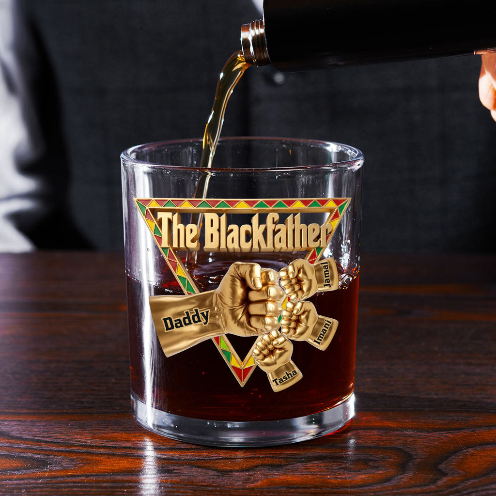 The Black Father - Personalized Round Whiskey Glass