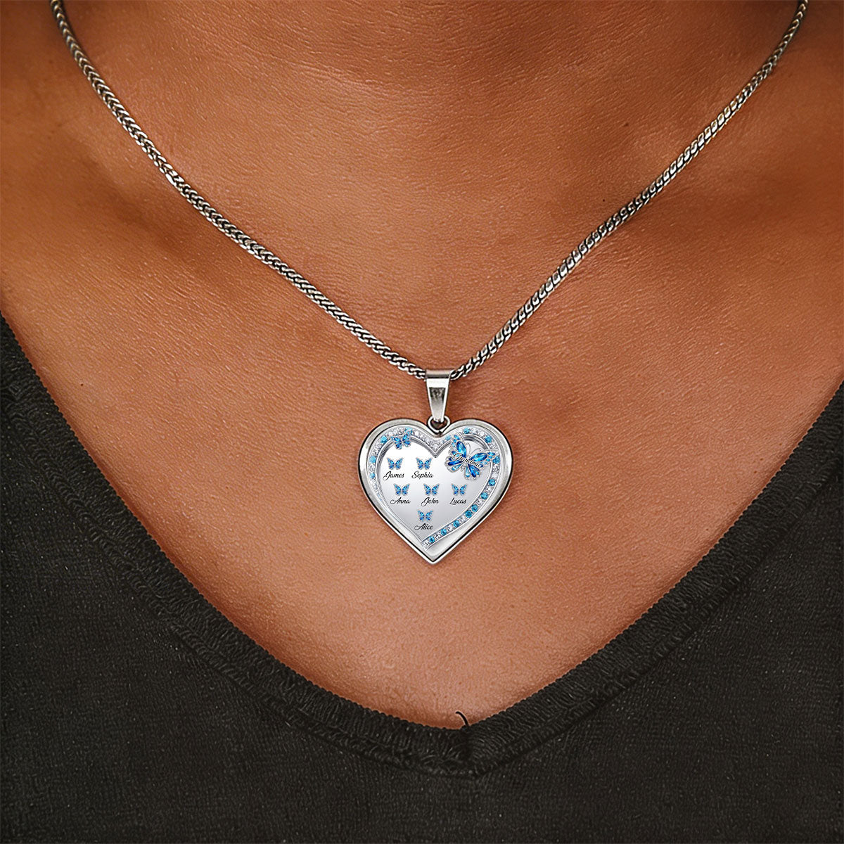 Grandma's Kisses - Personalized Heart Necklace