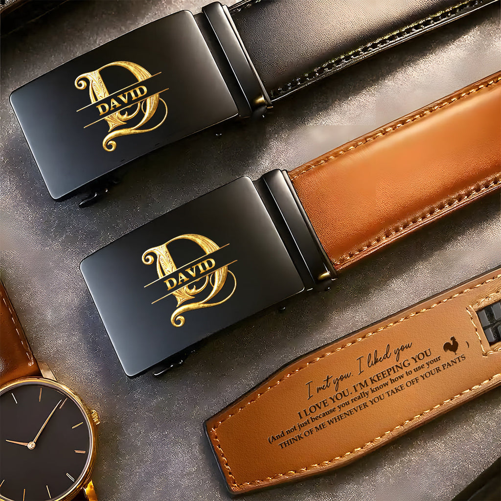 I Licked It So It's Mine - Personalized Leather Belt With Printed Buckle
