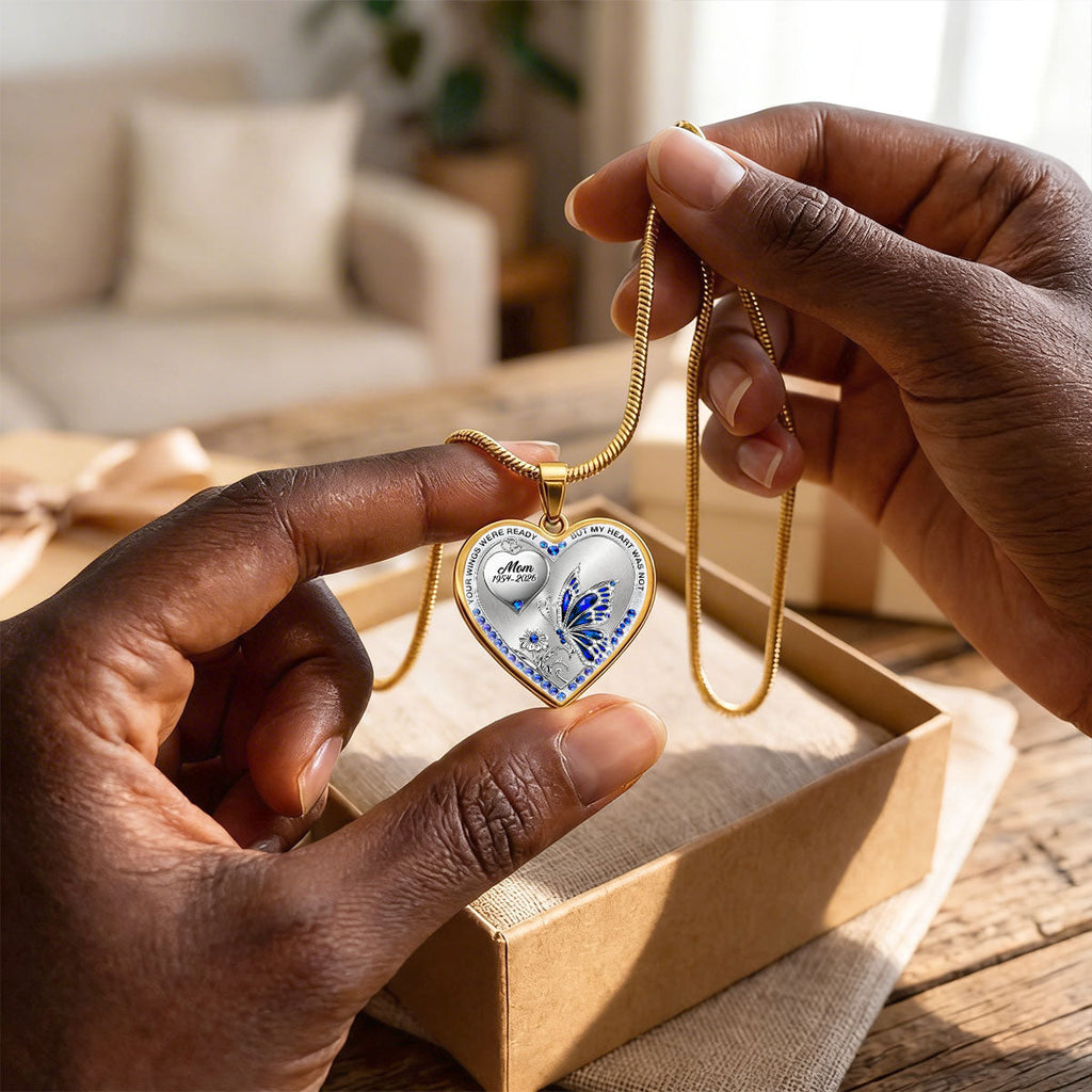 Your Wings Were Ready But My Heart Was Not - Personalized Heart Necklace