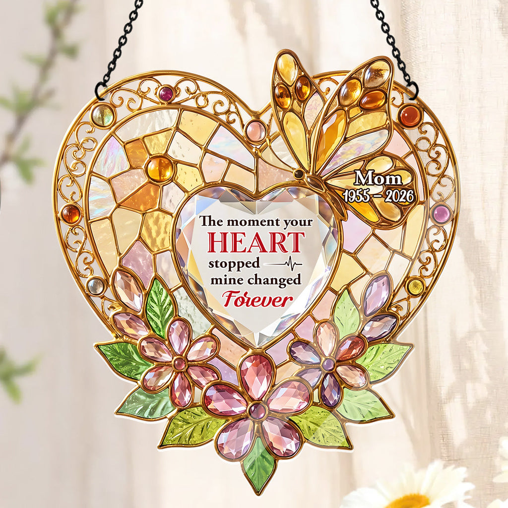 The Moment Your Heart Stopped Mine Changed Forever - Personalized Acrylic Suncatcher