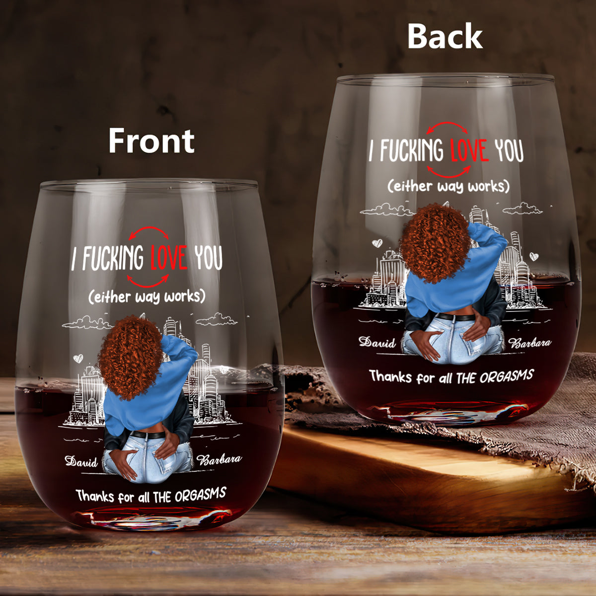 Thanks For All The Orgasms - Personalized Stemless Wine Glass