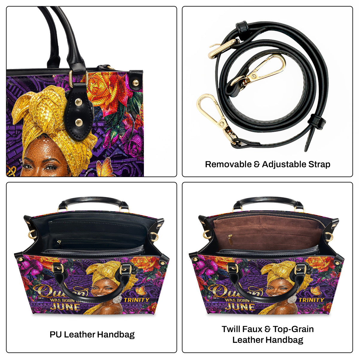 A Beautiful Queen Premium Mosaic Version - Personalized Leather Handbag