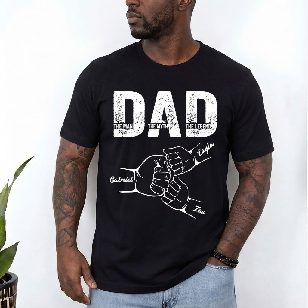 Dad The Man The Myth The Legend - Personalized Shirt With Design Inner Neck And Front