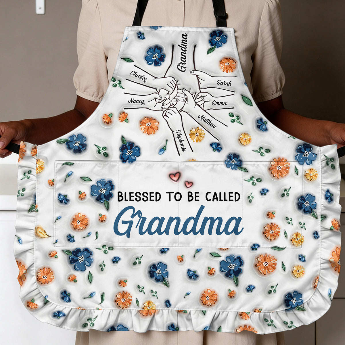 Blessed To Be Called Grandma - Personalized Ruffled Apron