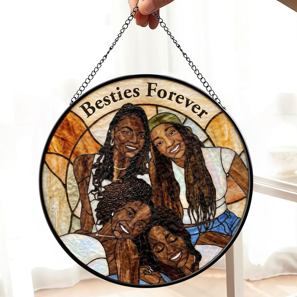 Besties Forever - Personalized Stained Glass Window Hanging Suncatcher