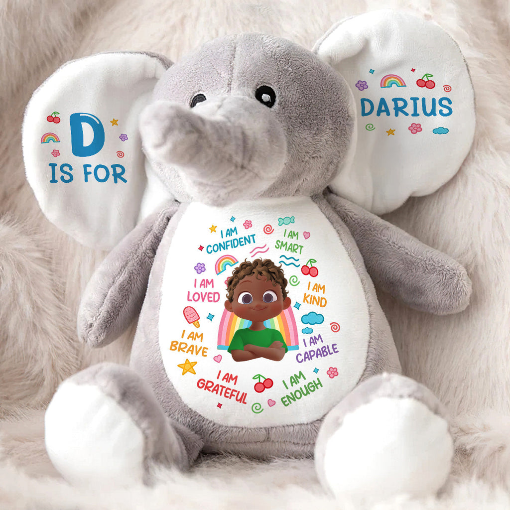 I Am Kind I Am Smart - Personalized Stuffed Elephant