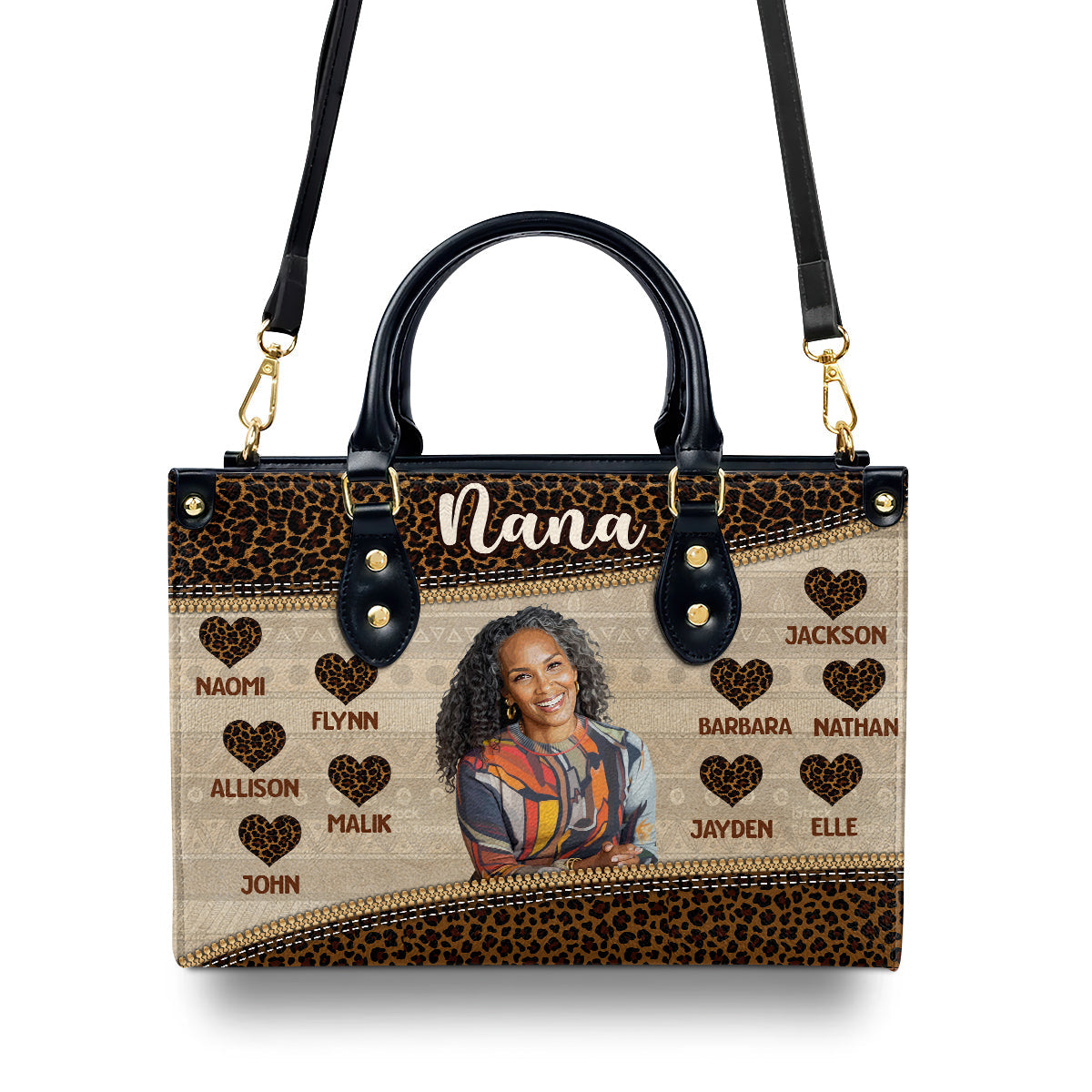 Grandma Heartprint - Personalized Leather Handbag