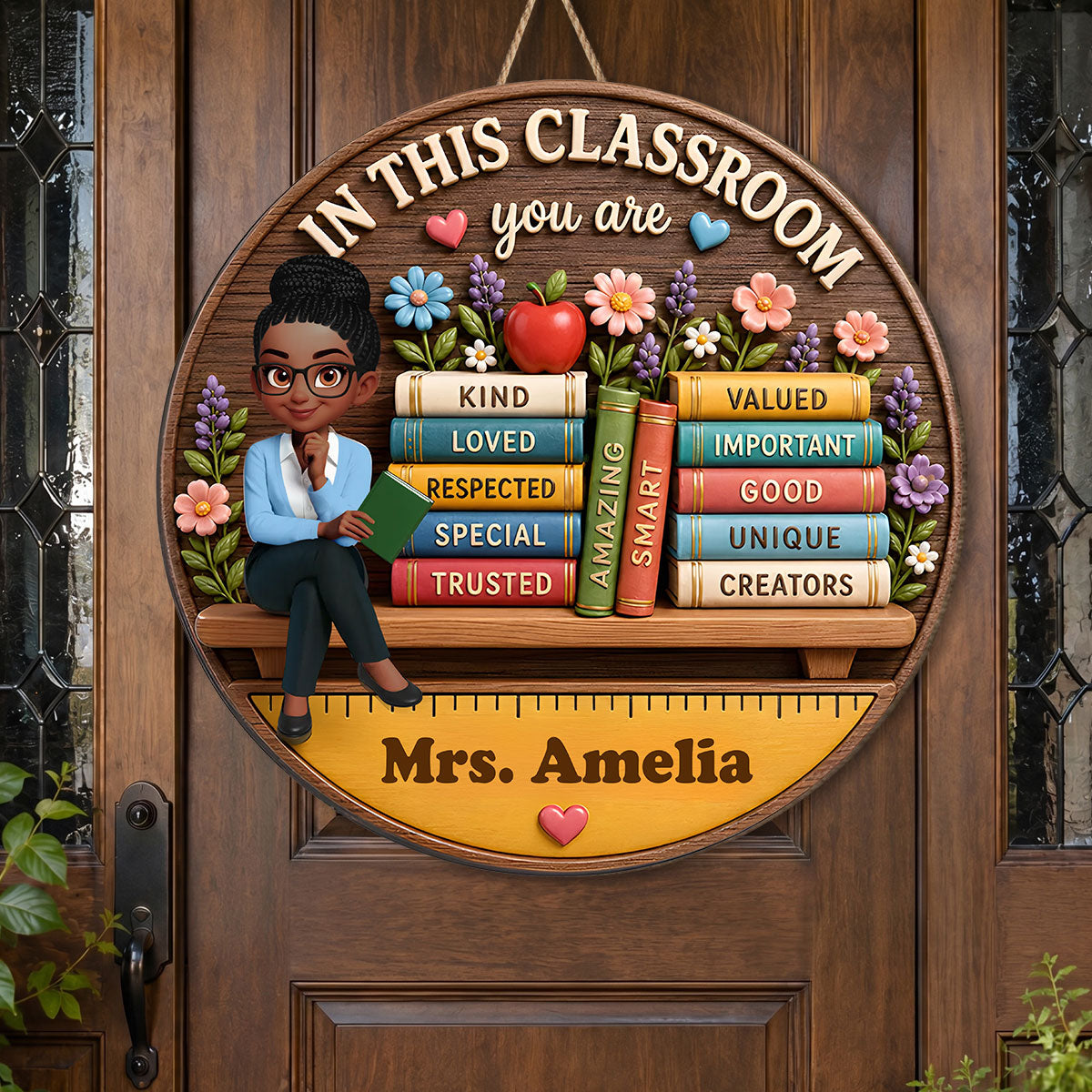 Custom Teacher in This Classroom Back to School Gift for Teachers - Personalized Wooden Door Sign