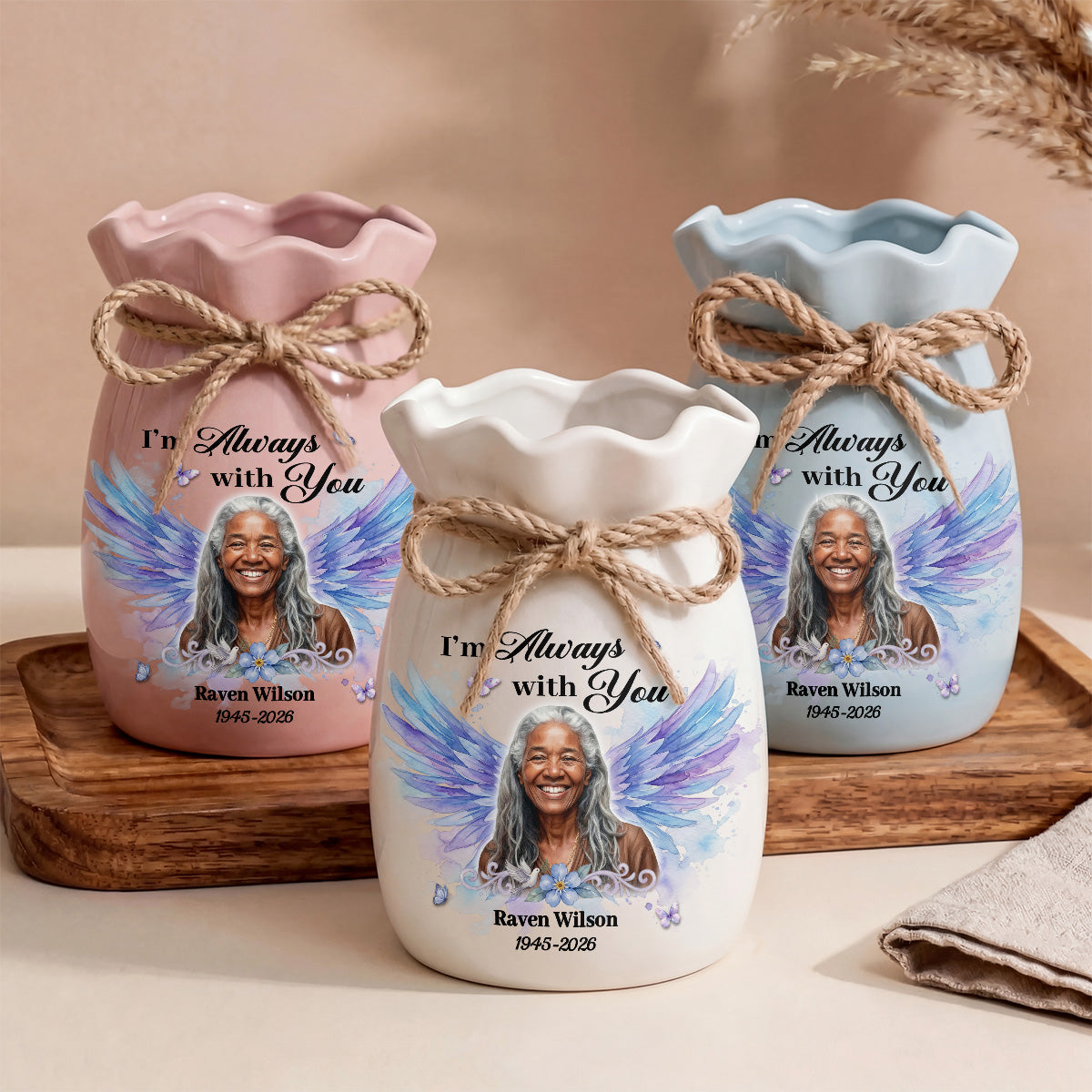I'm Always With You - Personalized Flower Vase With Ribbon