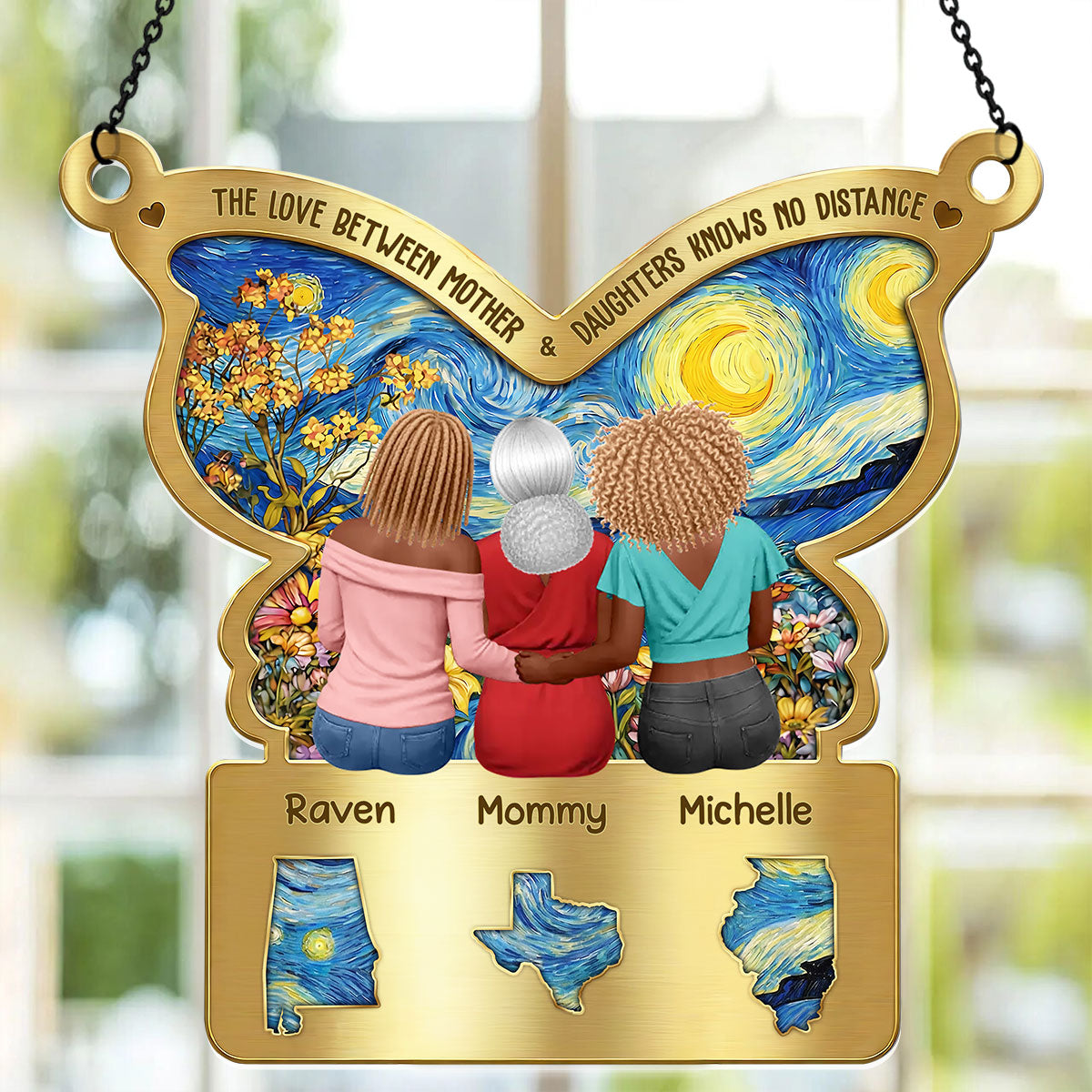 Mother Daughter Knows No Distance Mother‘s Day Gift - Personalized Acrylic Suncatcher