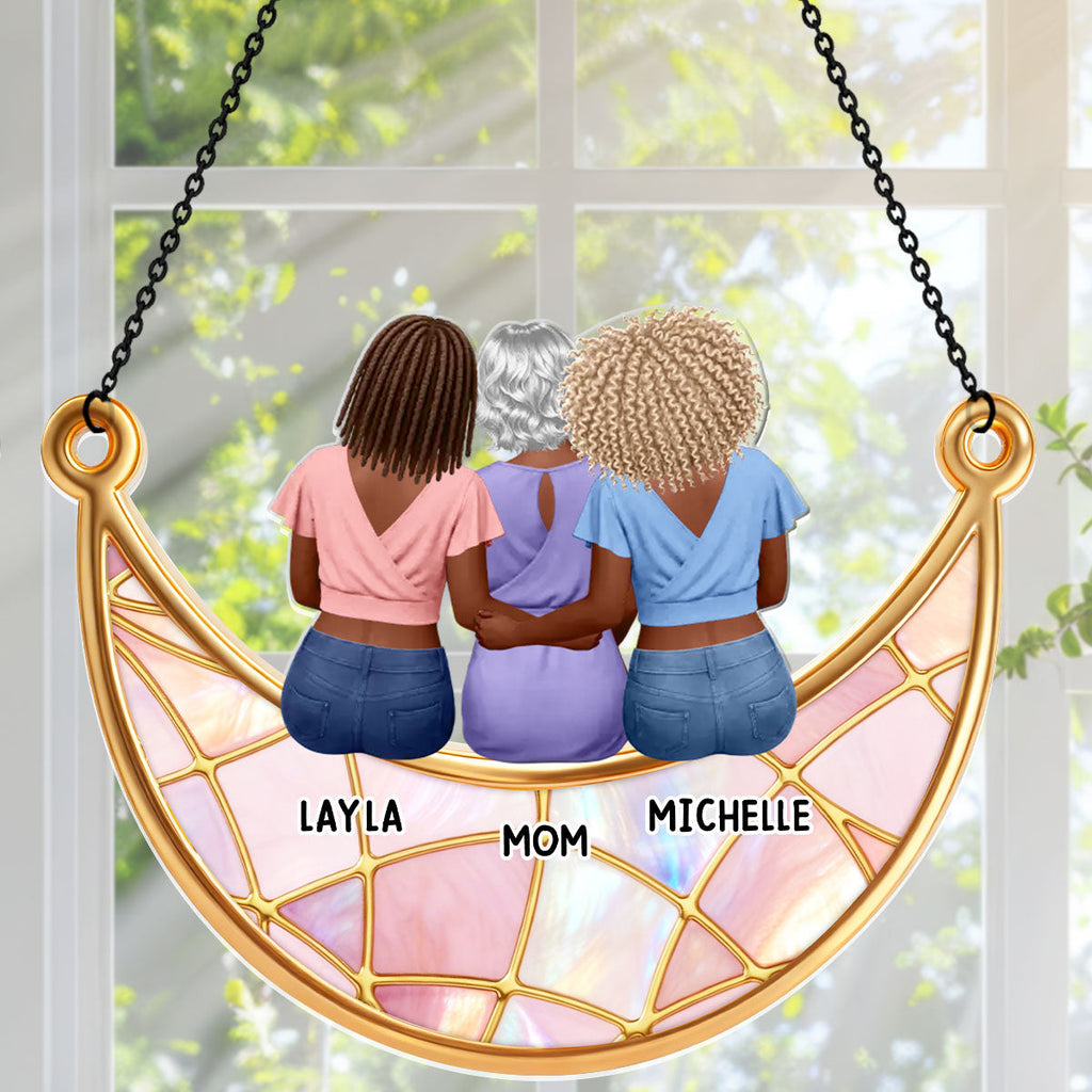 Mother And Daughter Son Moon Love - Personalized Acrylic Suncatcher