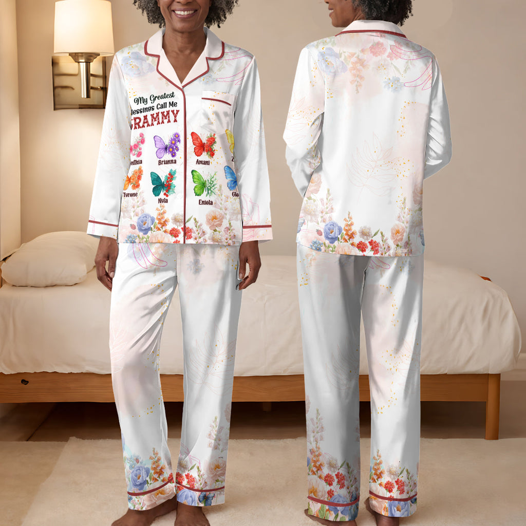 My Greatest Blessings Call Me - Personalized Satin PJM Set