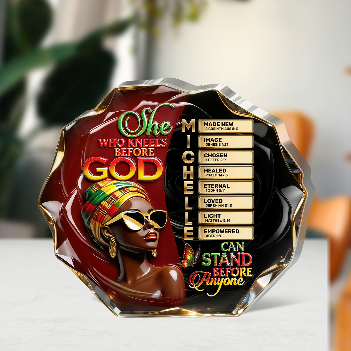 She Who Kneels Before God Can Stand Before Anyone - Personalized Custom Shaped Acrylic Plaque