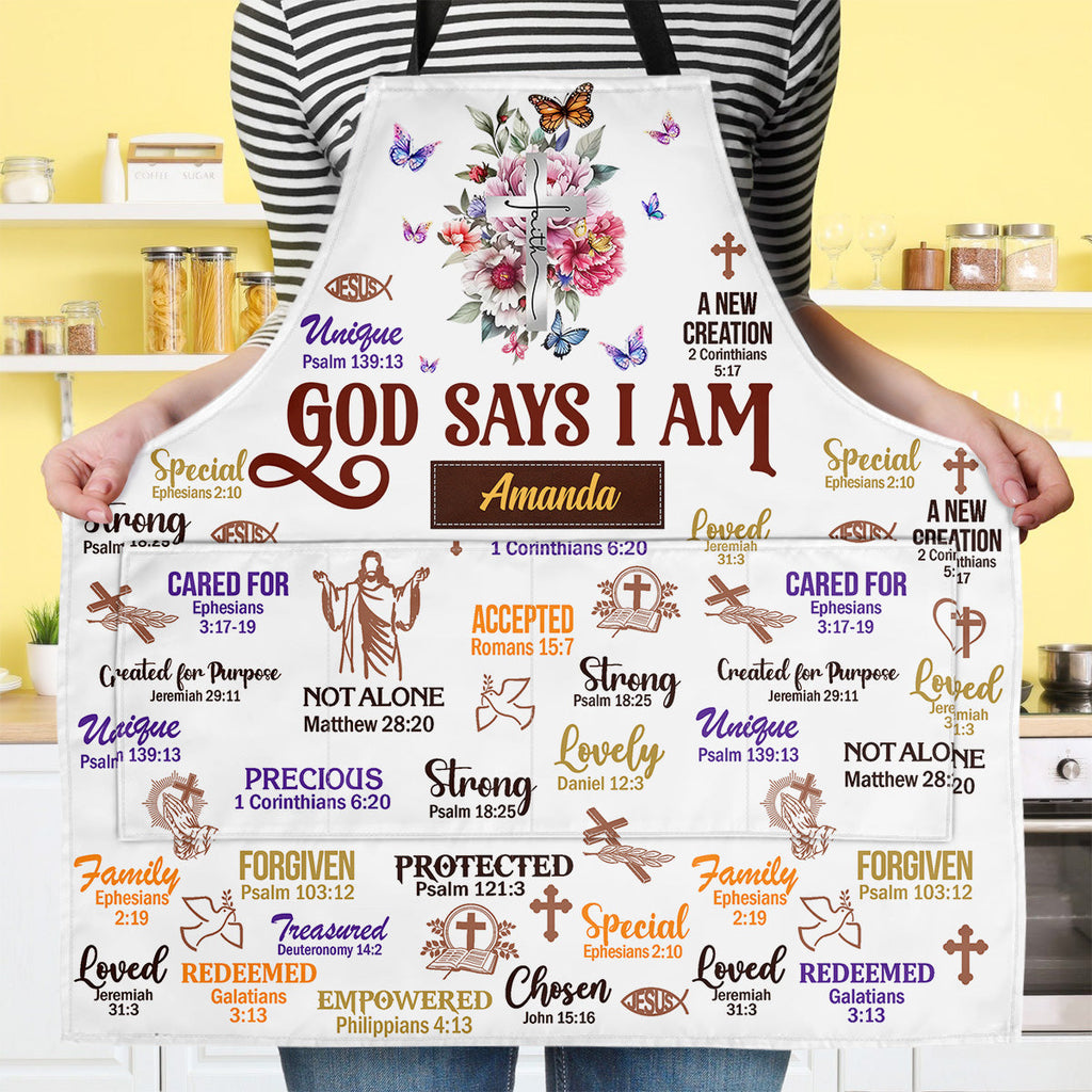 God Says I Am - Personalized Apron With Pocket