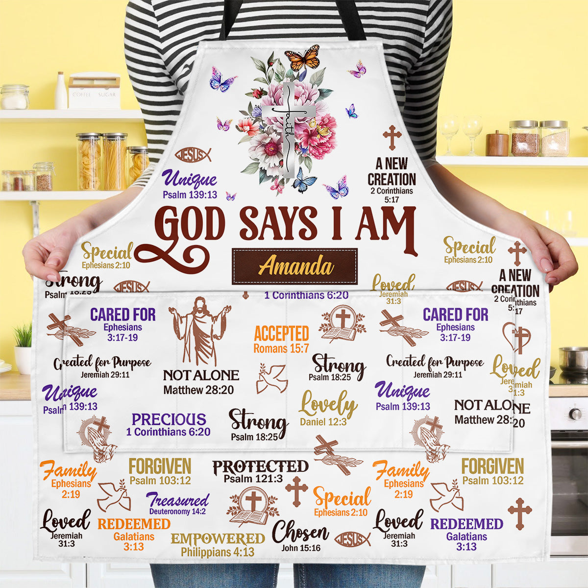 God Says I Am - Personalized Apron With Pocket