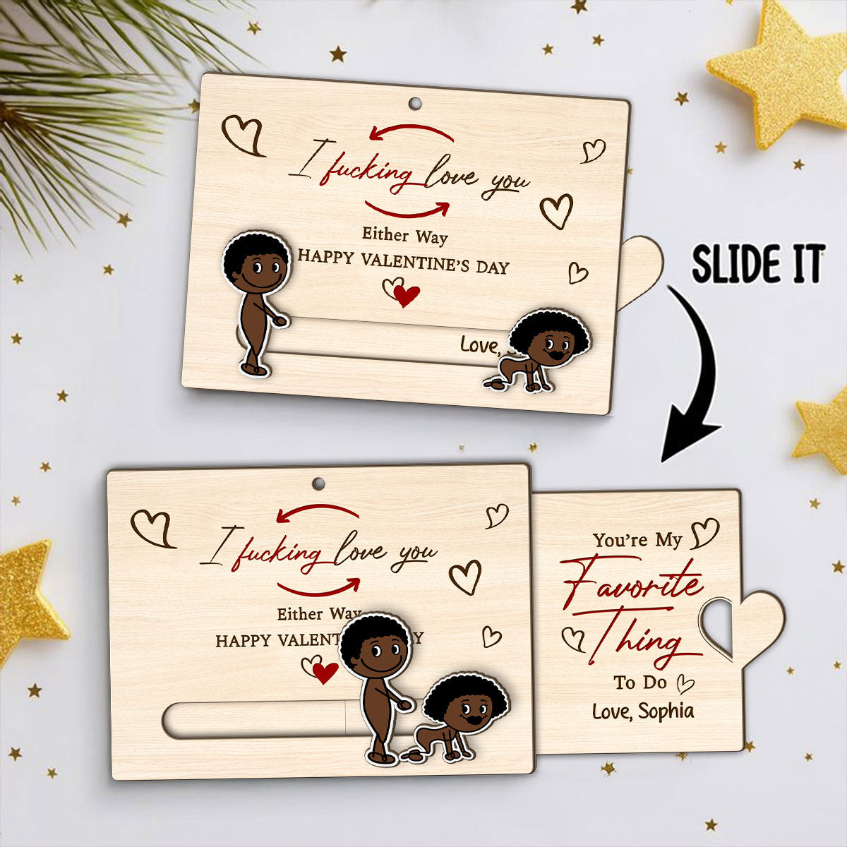 I Fcking Love You Funny Inappropriate Couple - Personalized Wooden Slider Ornament