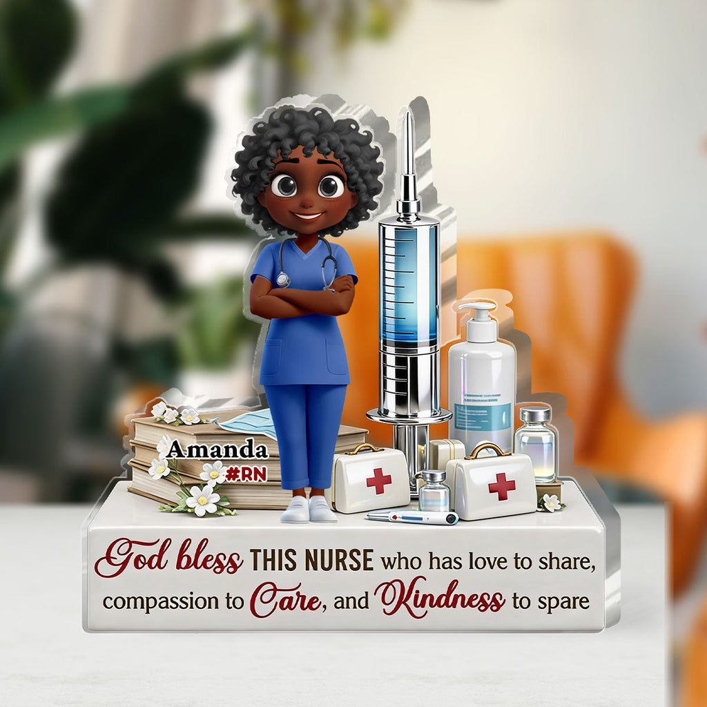 God Bless This Nurse - Personalized Custom Shaped Acrylic Plaque
