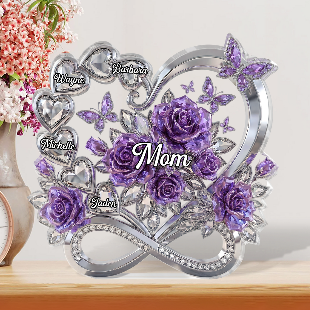 Heart Infinity With Roses - Personalized Custom Shaped Acrylic Plaque