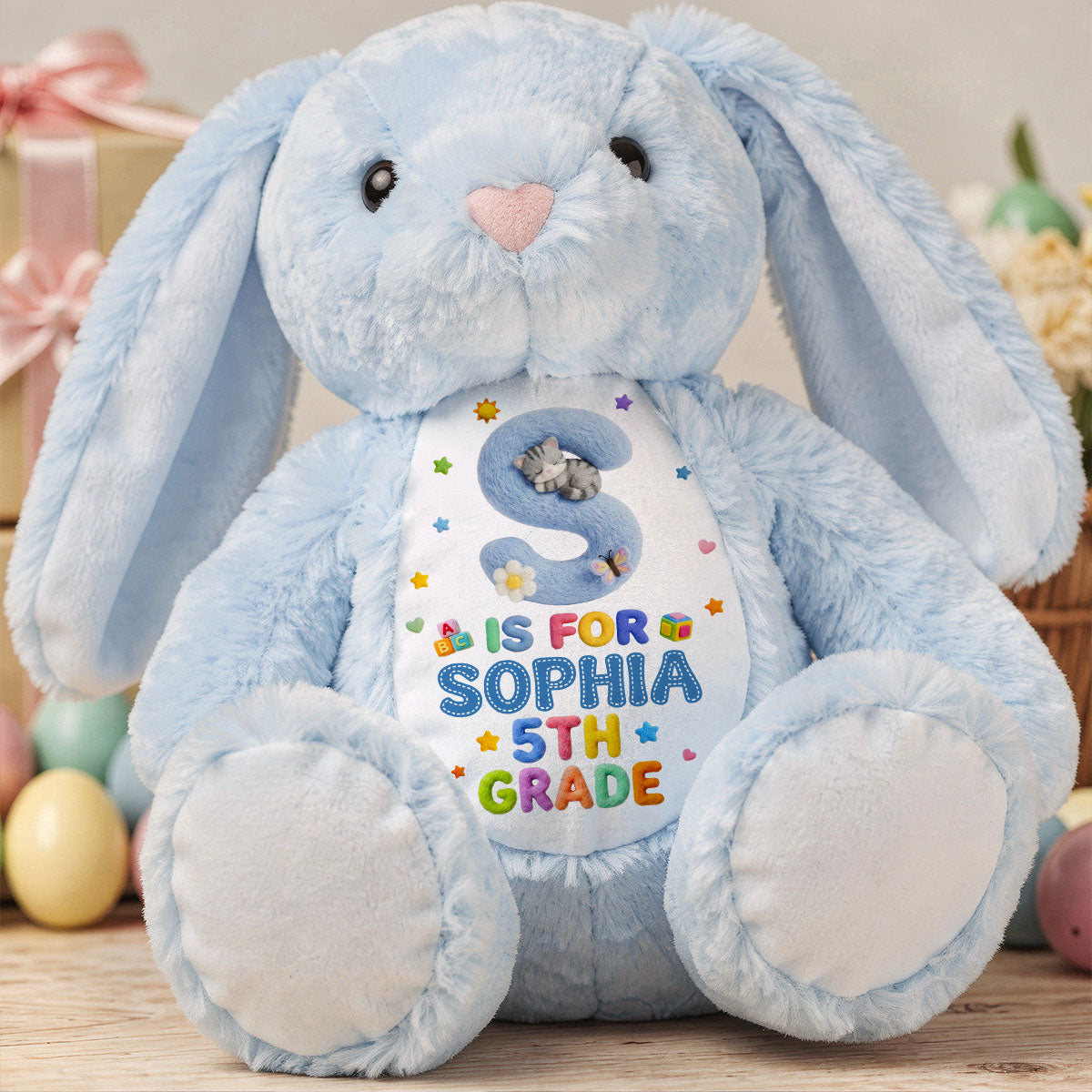 Fluffy Alphabet Back To School - Personalized Stuffed Bunny