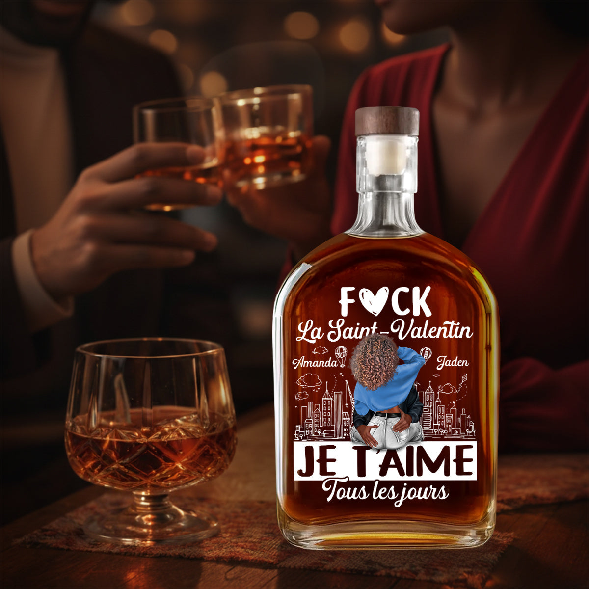 Je T’aime Tous Les Jours - Personalized Whiskey Bottle