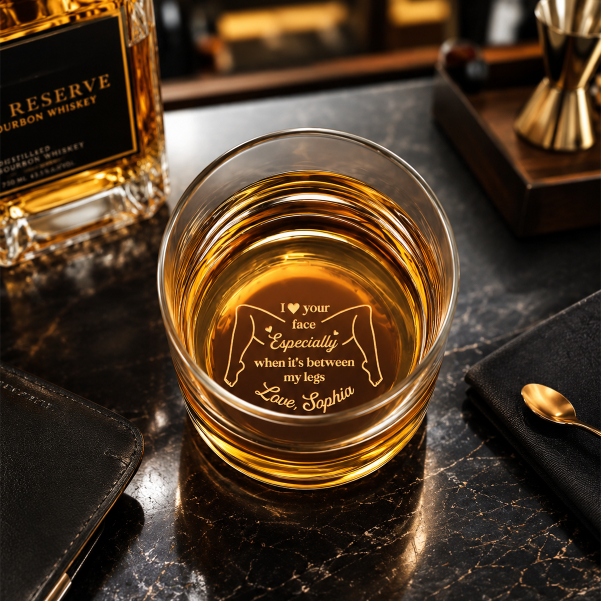 I Love Your Face Especially When It’s Between My Legs - Personalized Engraved Whiskey Glass