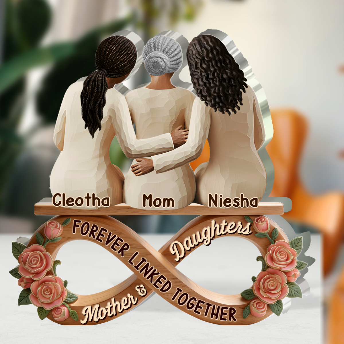 Mother And Daughters Forever Linked Together - Personalized Custom Shaped Acrylic Plaque