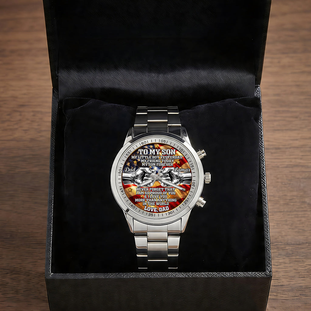 My Little Boy Yesterday, My Friend Today, My Son Forever - Personalized Men's Wrist Watch
