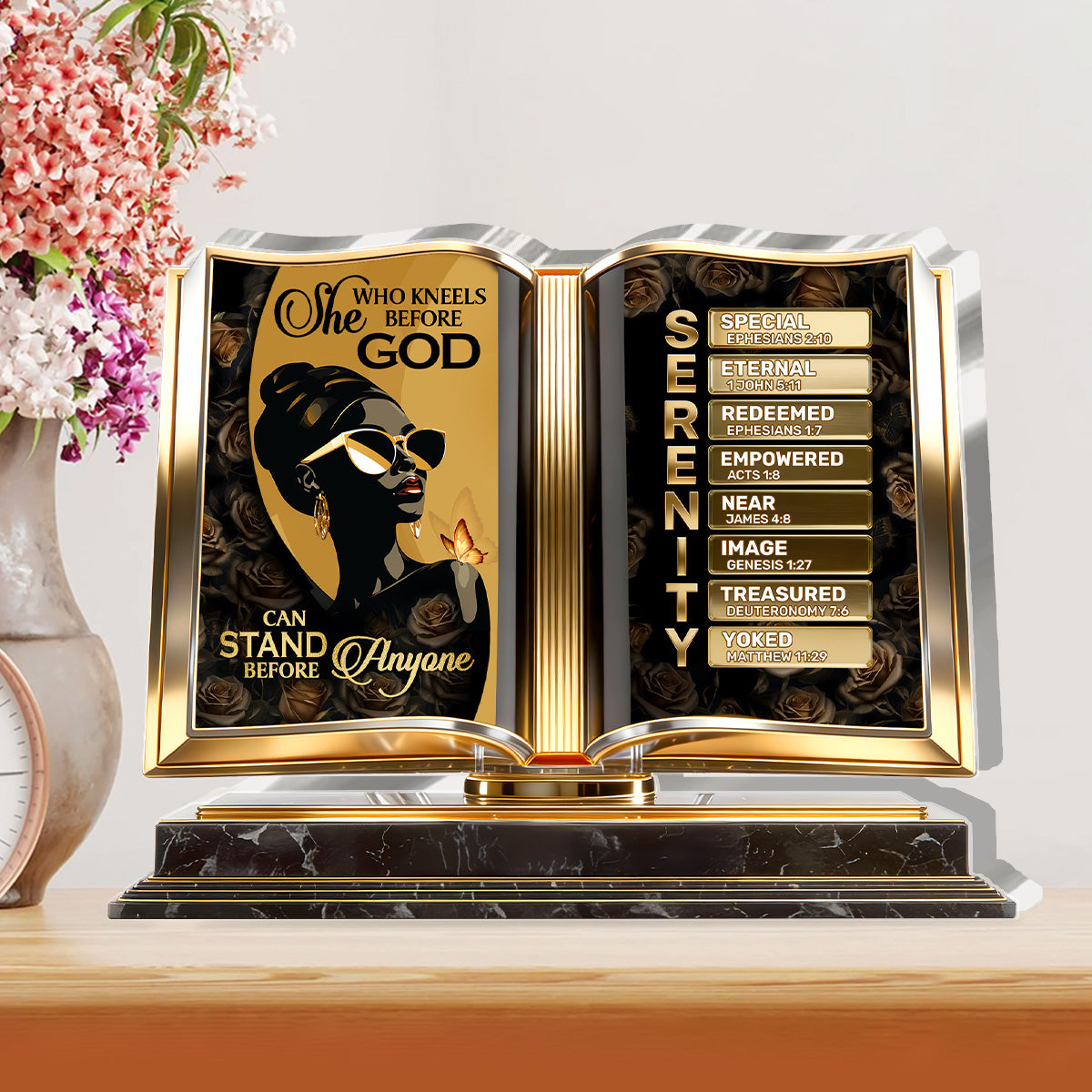 She Who Kneels Before God Can Stand Before Anyone - Personalized Custom Shaped Acrylic Plaque