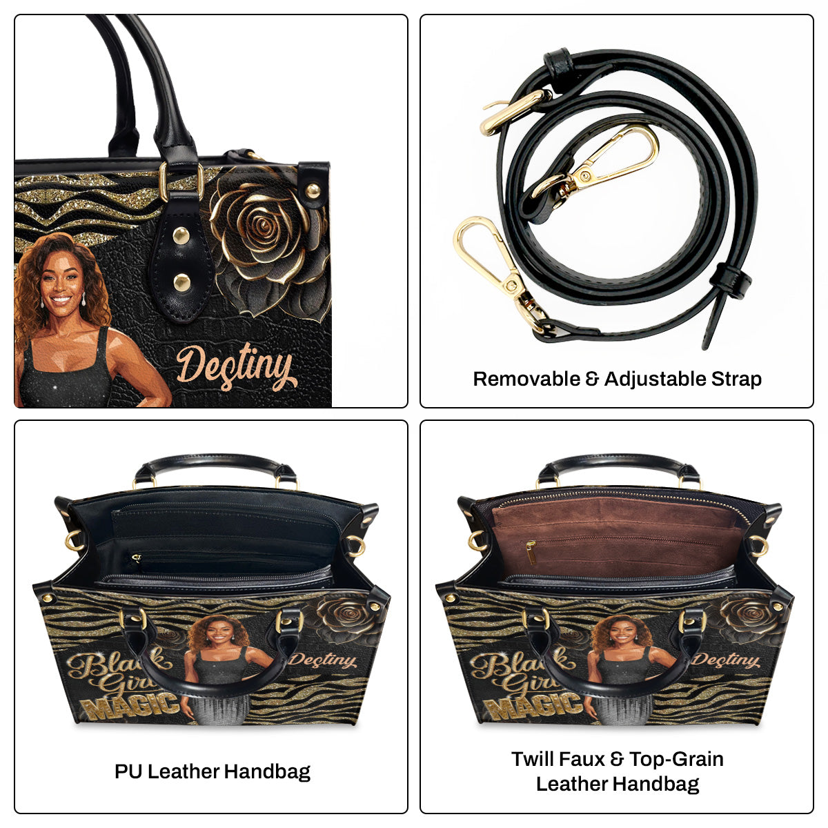 Black Girl Magic - Personalized Leather Handbag