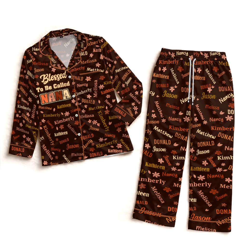 Blessed To Be Called Grandma - Personalized Satin PJM Set