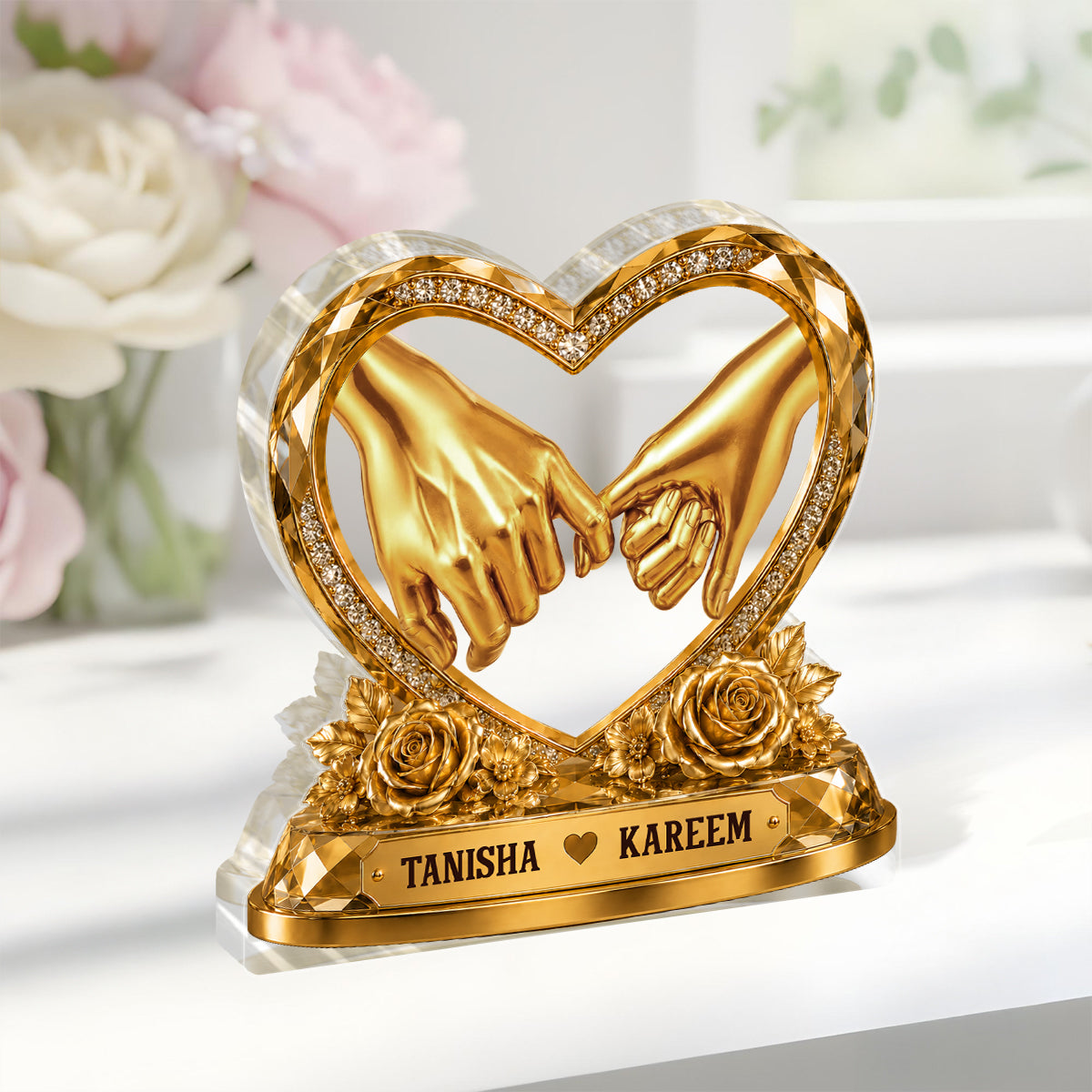 Hold Your Hand Forever Anniversary Gift - Personalized Custom Shaped Acrylic Plaque