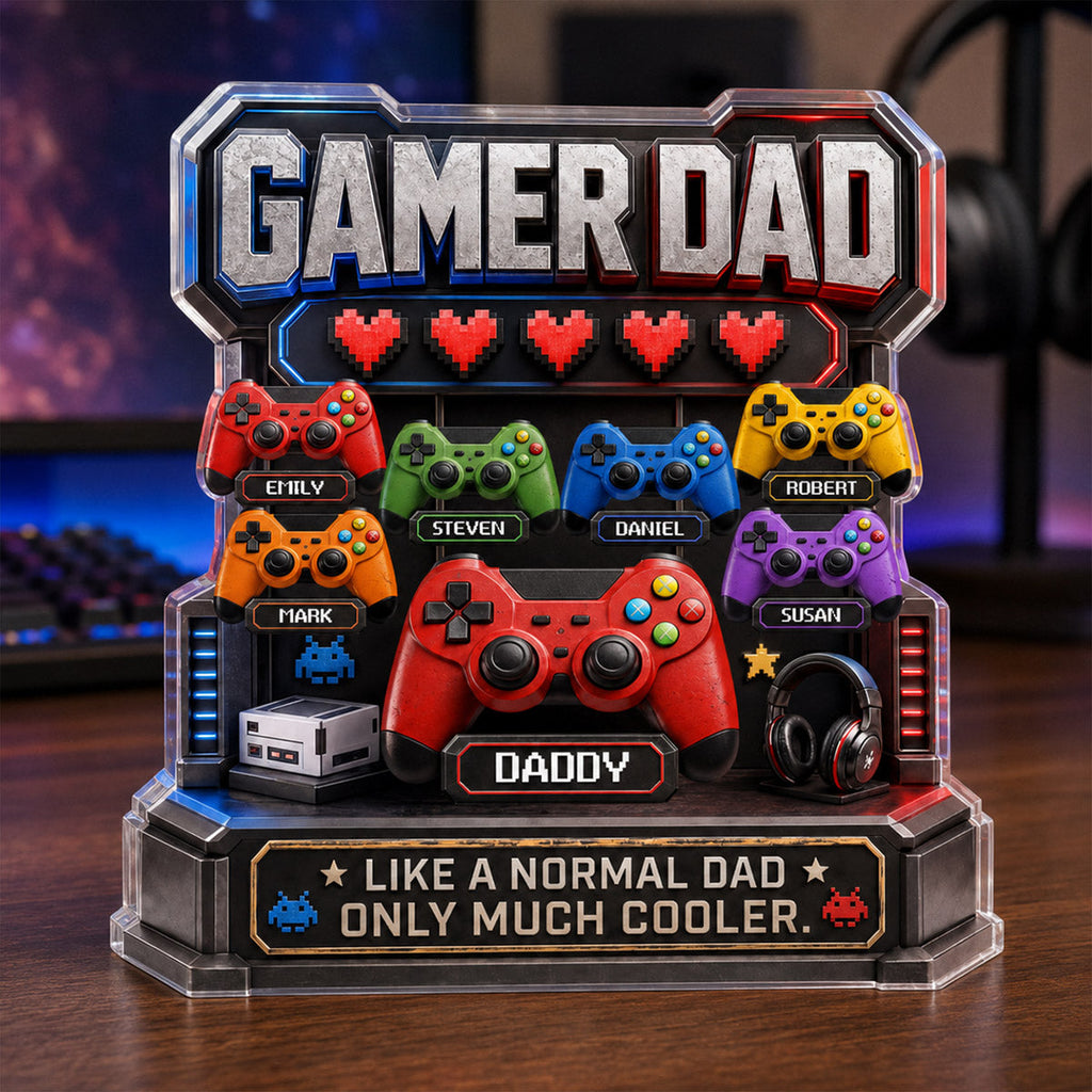 Gamer Dad Much Cooler - Personalized Custom Shaped Acrylic Plaque