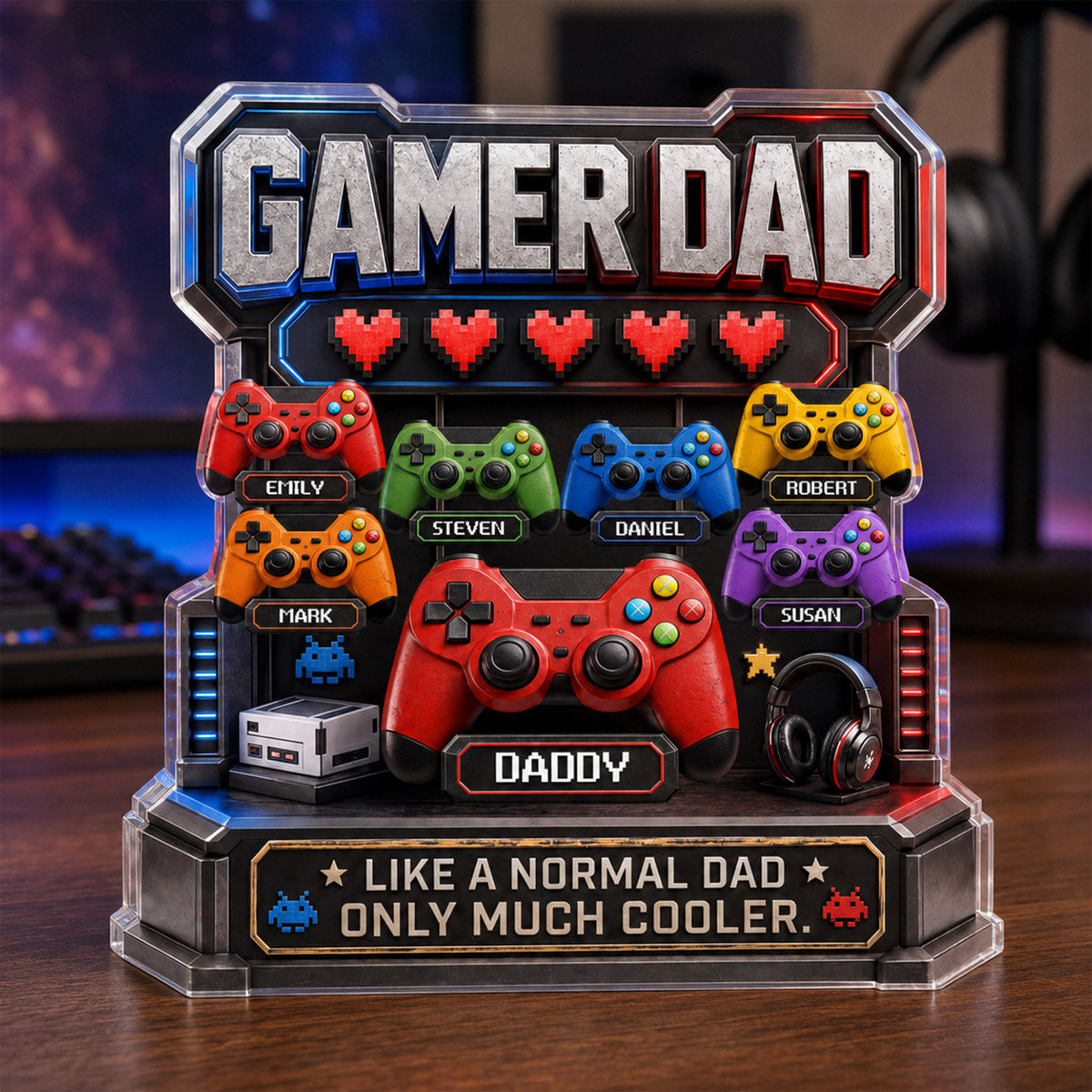 Gamer Dad Much Cooler - Personalized Custom Shaped Acrylic Plaque