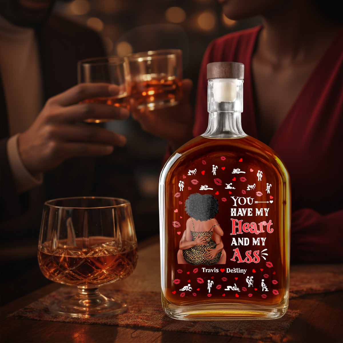 You Have My Heart And My Love - Personalized Whiskey Bottle