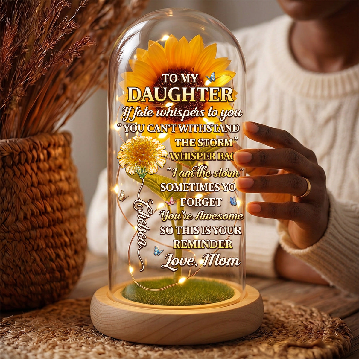 From Mom To Badass Daughter - Personalized Sunflower Dome Lamp