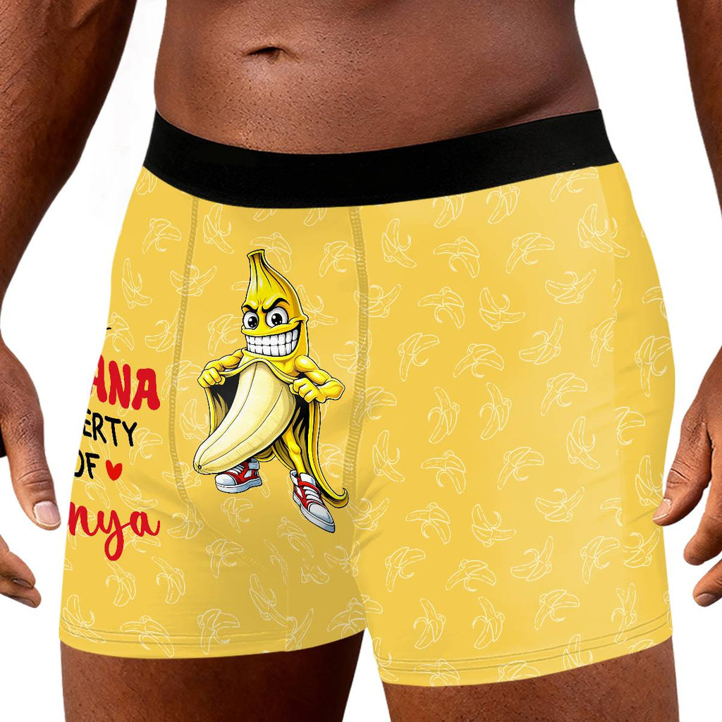 This Banana Property Of My Love Featuring Banana And Heart - Personalized Men's Boxer Briefs