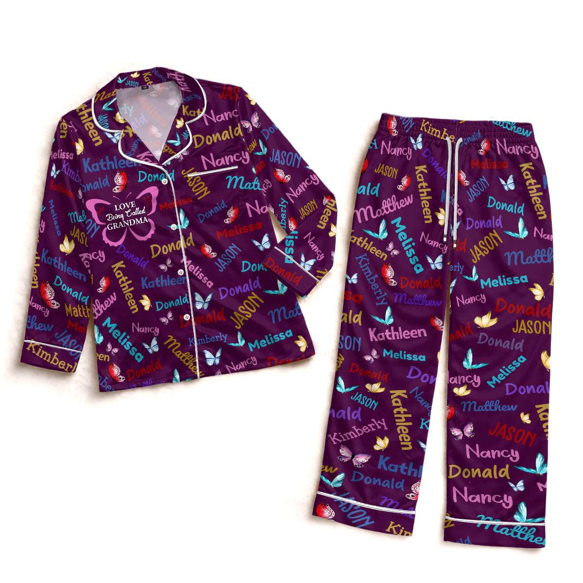 Love Is Being Called Grandma - Personalized Satin PJM Set