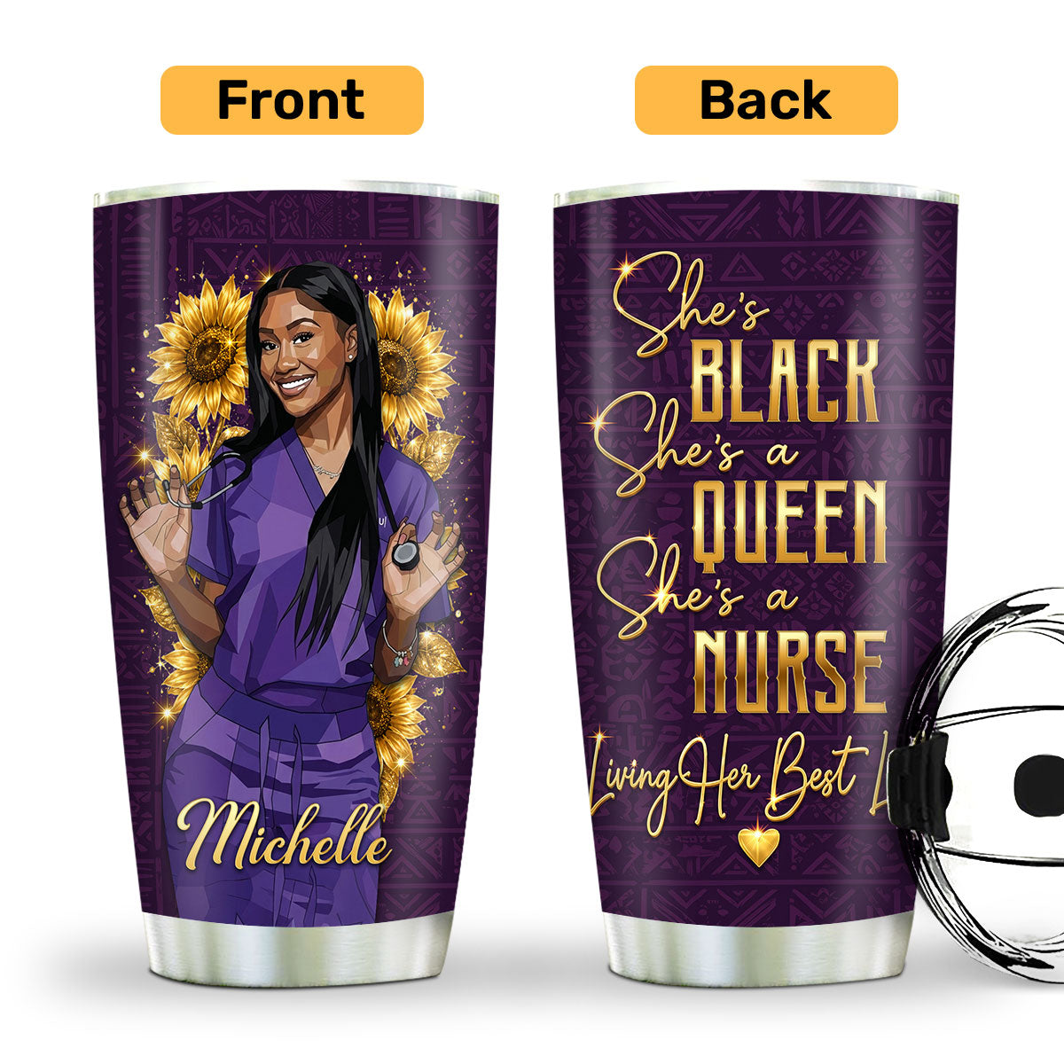 Living Her Best Life As A Nurse - Personalized Stainless Steel Tumbler