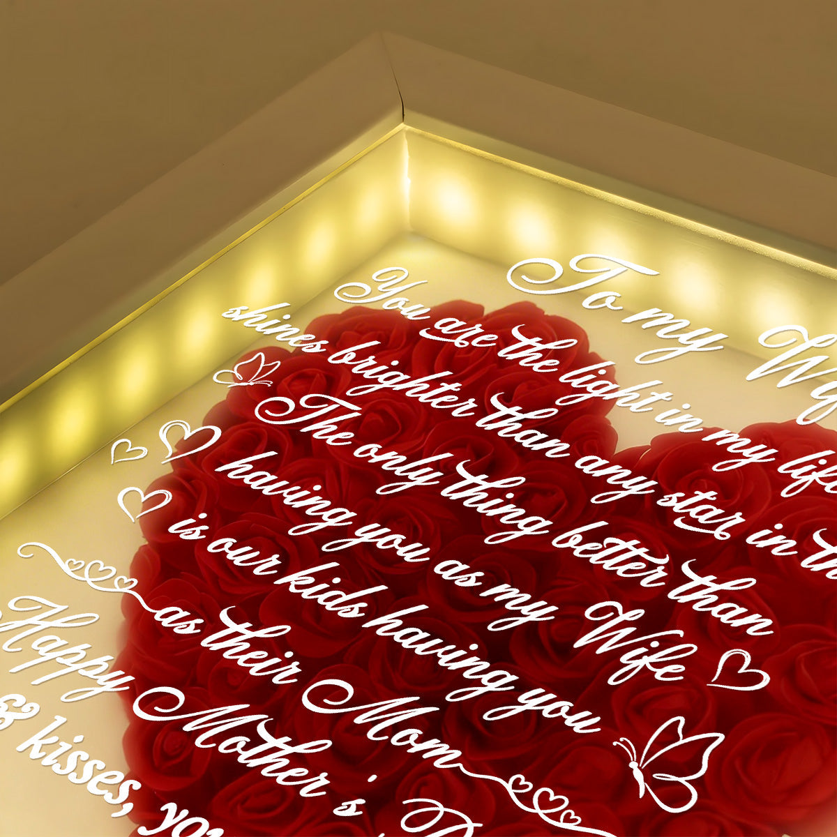 The Only Thing Better Than Having You As My Wife - Personalized Heart Flower Shadow Box