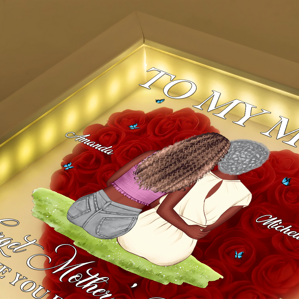 Forget Mother's Day I Love You Every Day - Personalized Heart Flower Shadow Box