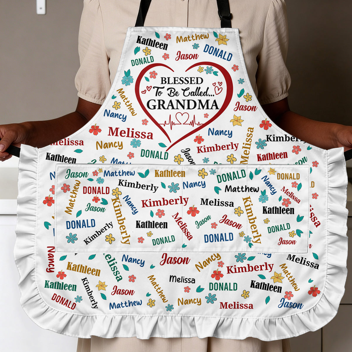 Blessed To Be Called Grandma Colorful - Personalized Ruffled Apron