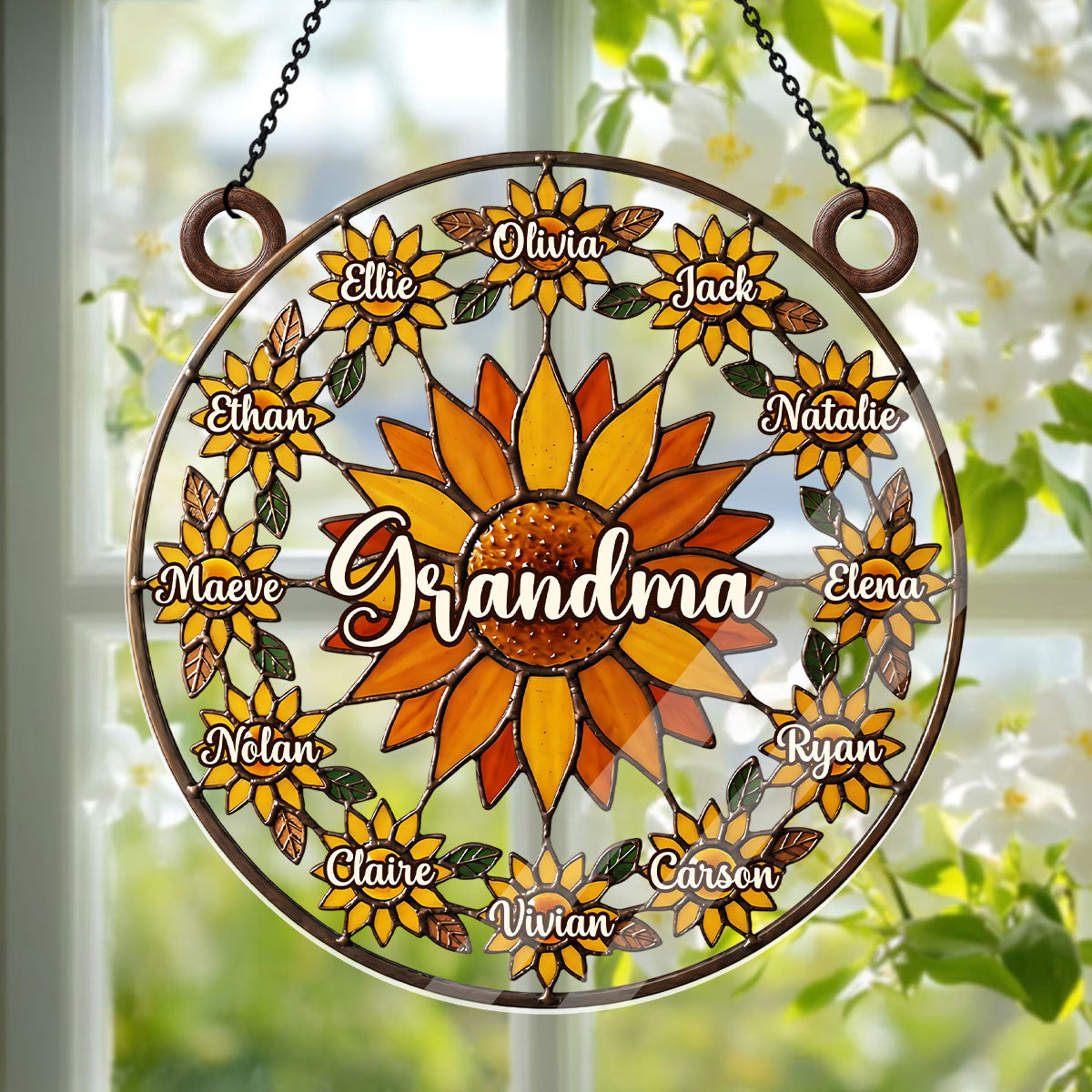 Love Being A Grandma Sunflower  - Personalized Acrylic Suncatcher